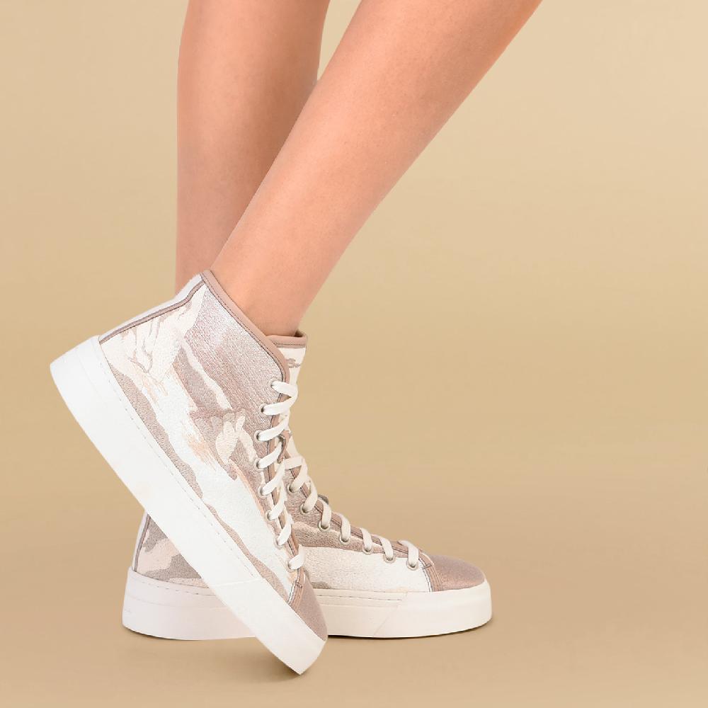 Santoni Sneaker da donna in tessuto beige Saldi