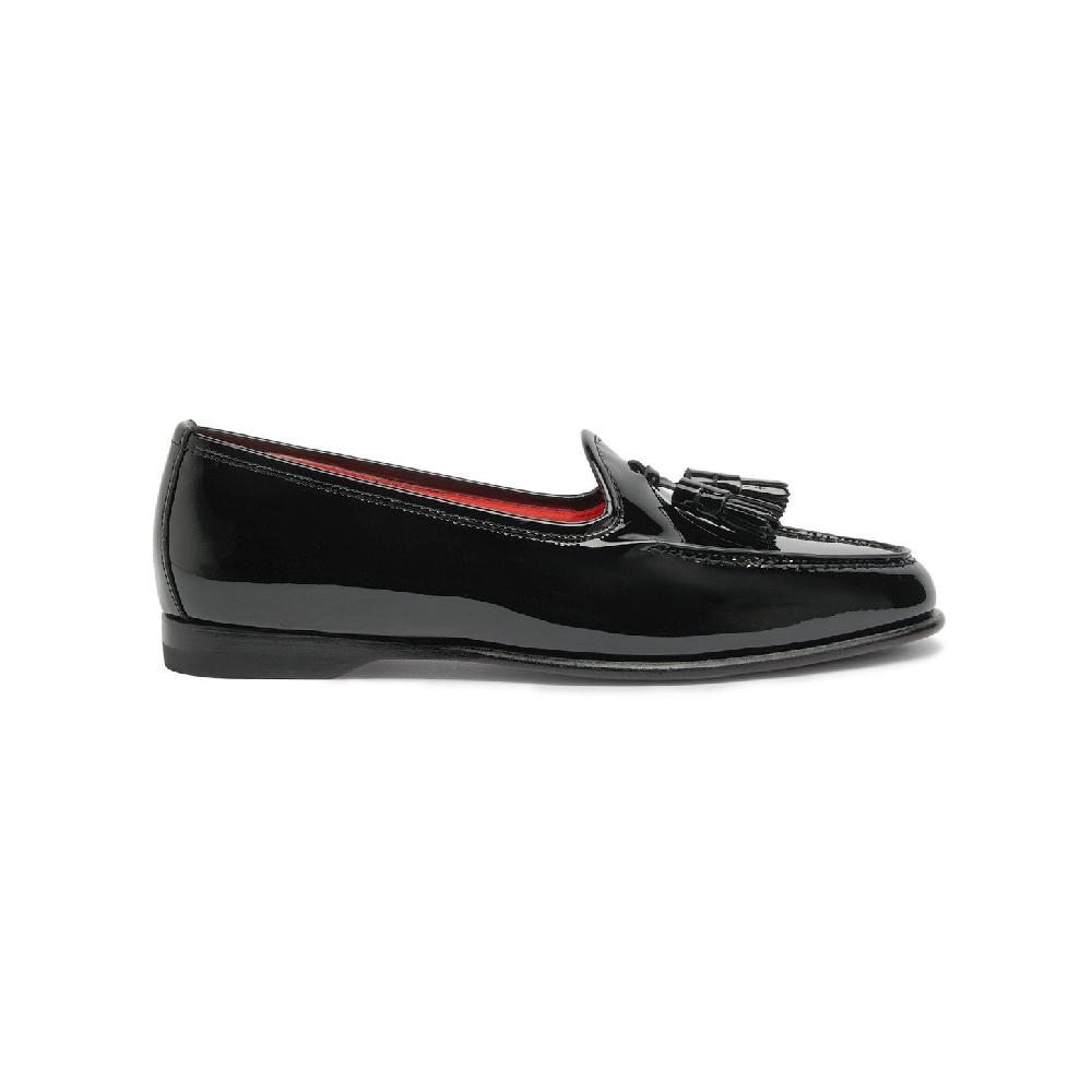 Santoni Mocassino Andrea con nappe da donna in vernice nera Saldi Di Fabbrica