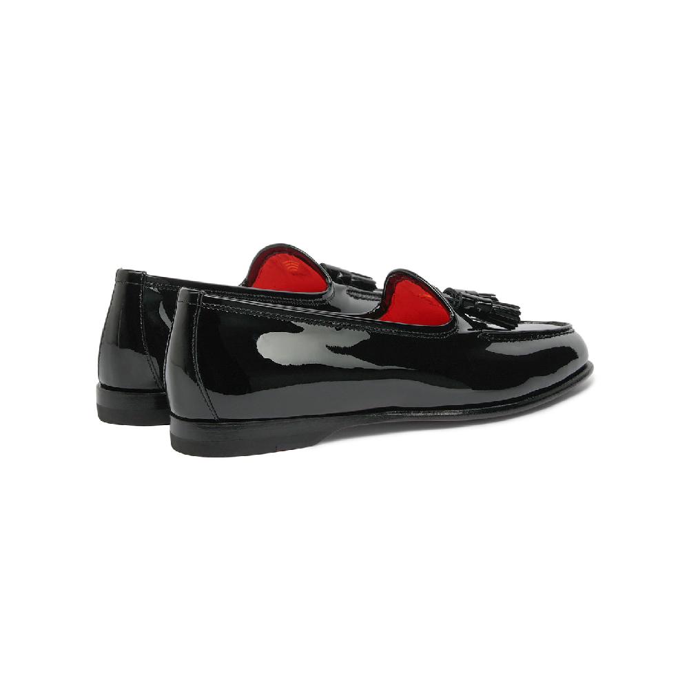 Santoni Mocassino Andrea con nappe da donna in vernice nera Saldi Di Fabbrica