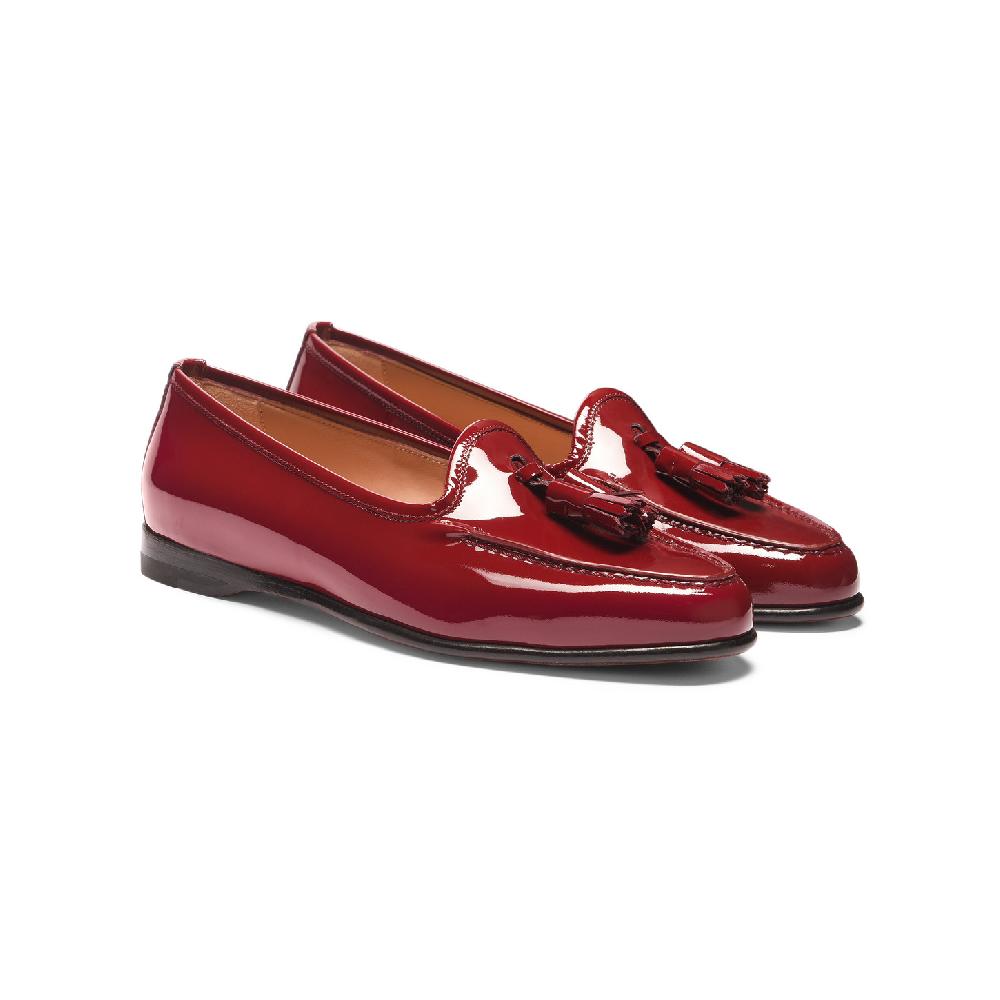 Santoni Mocassino Andrea con nappe da donna in vernice rossa I Più Venduti
