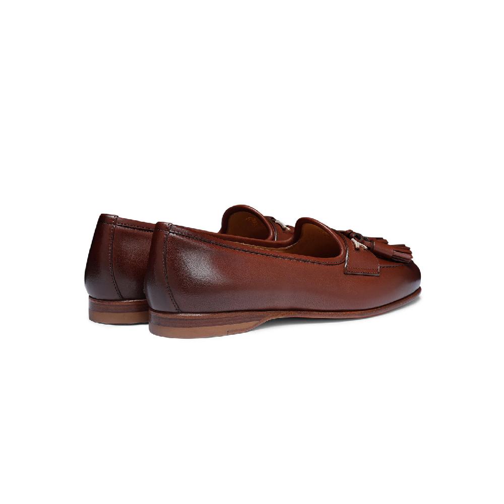 Santoni Mocassino Andrea con nappe da donna in nappa marrone Vendita Calda