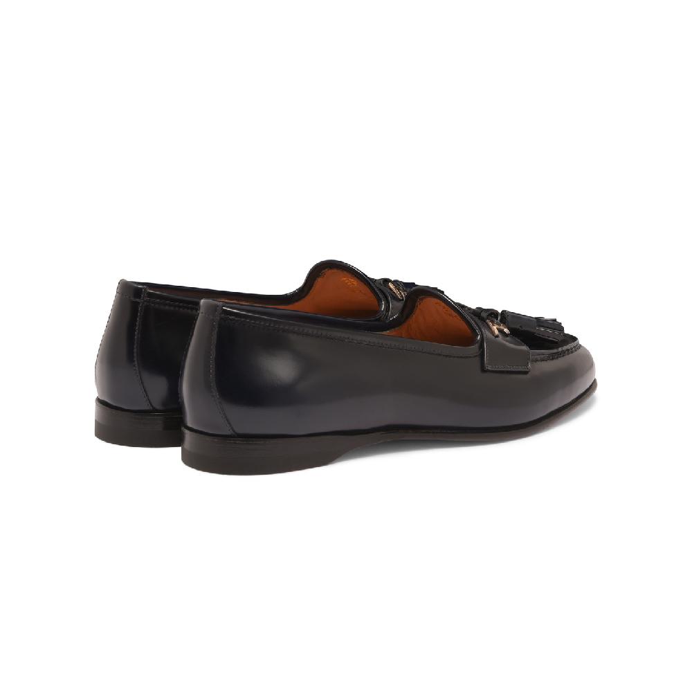 Santoni Mocassino Andrea con nappe da donna in pelle blu Negozio