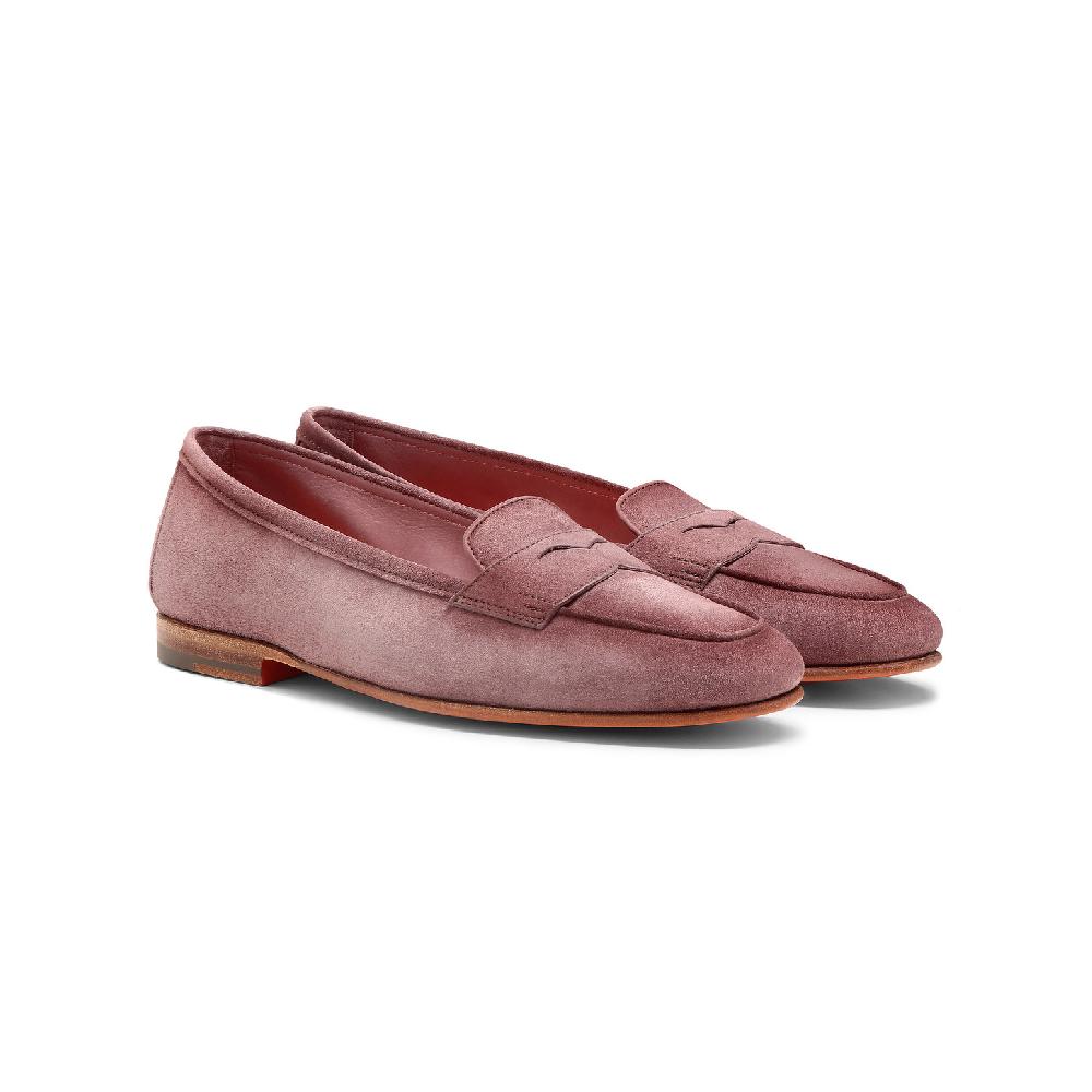 Santoni Mocassino Carla da donna in suede rosa Nuova