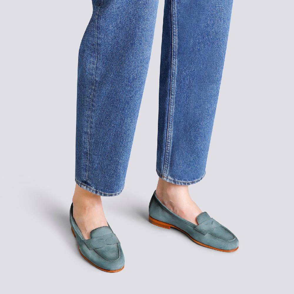 Santoni Mocassino Carla da donna in suede azzurro Moda