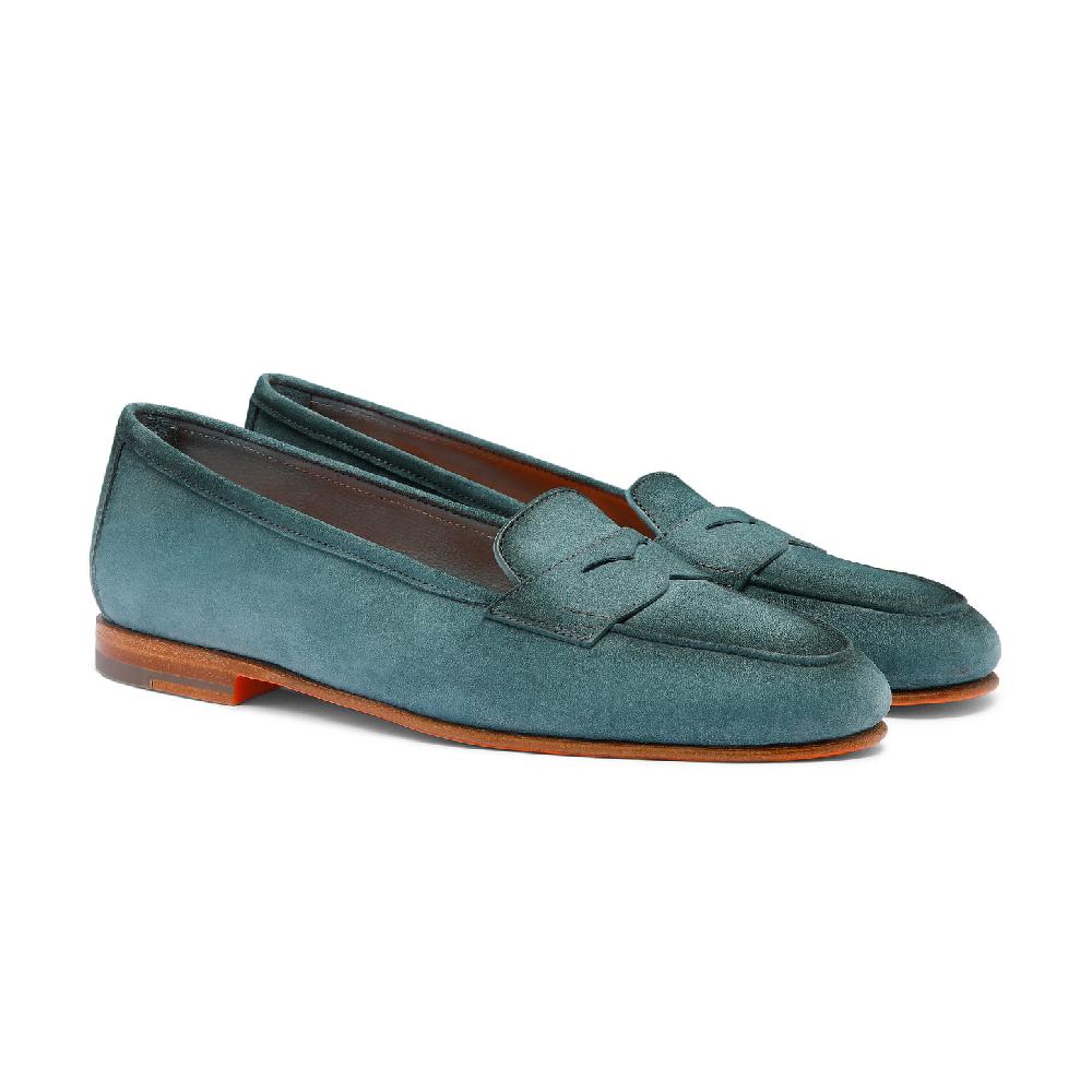 Santoni Mocassino Carla da donna in suede azzurro Moda