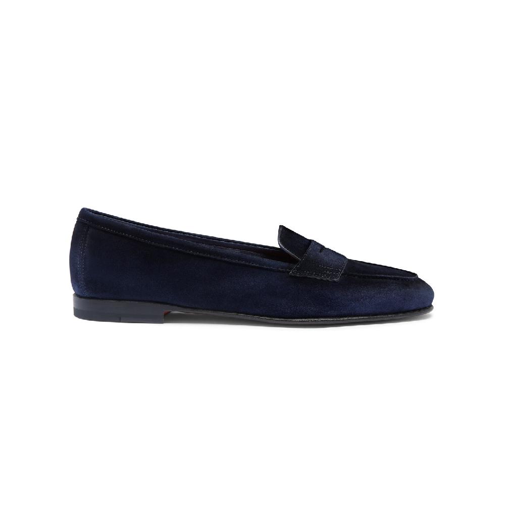 Santoni Mocassino Carla da donna in suede blu 2025