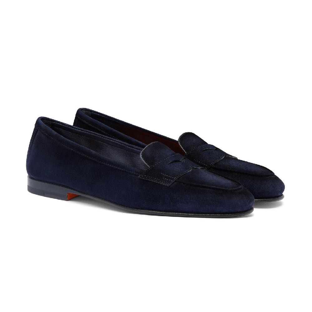 Santoni Mocassino Carla da donna in suede blu 2025