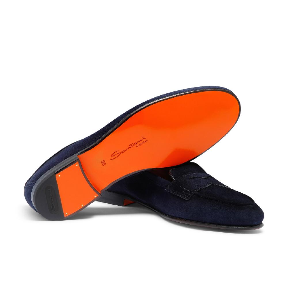 Santoni Mocassino Carla da donna in suede blu 2025