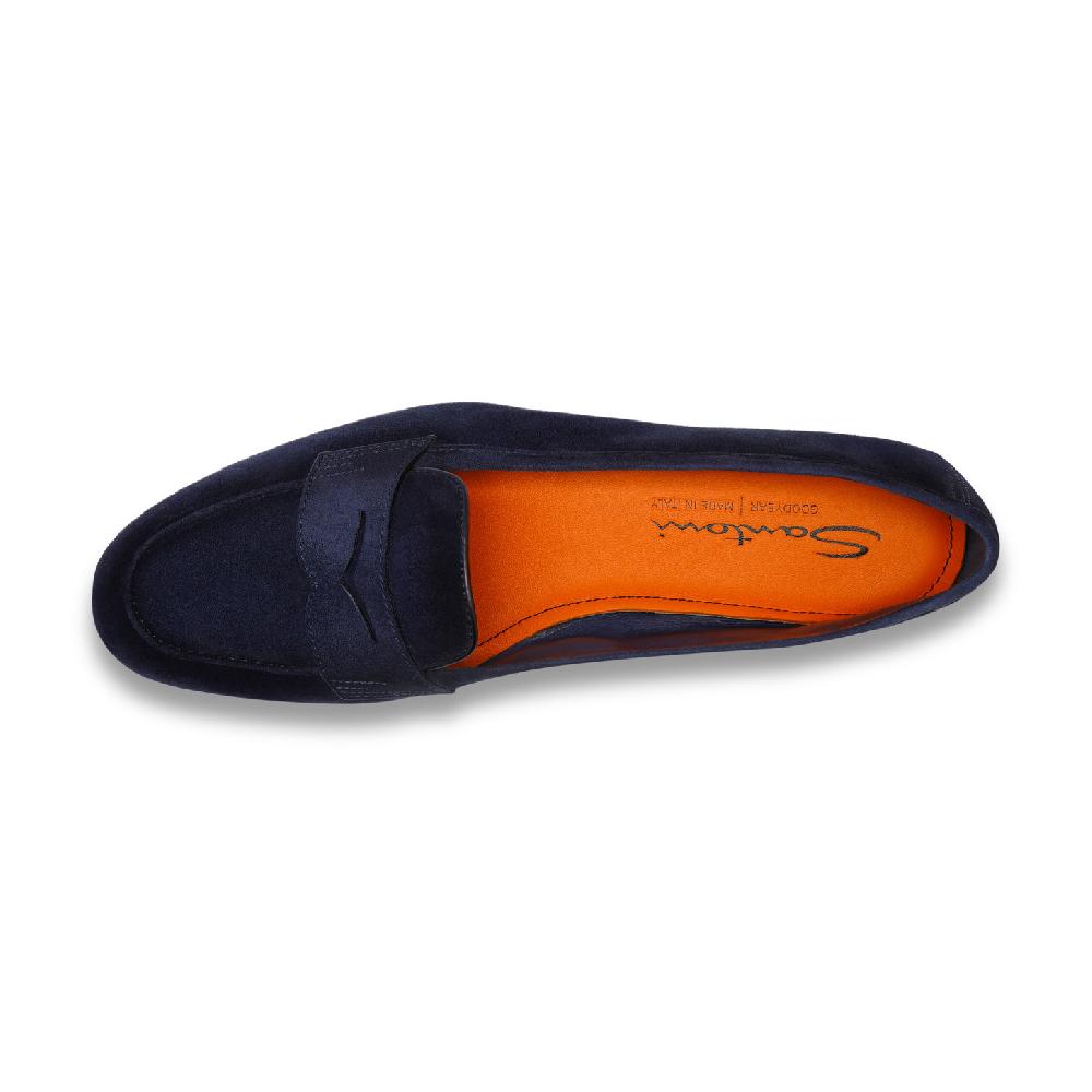 Santoni Mocassino Carla da donna in suede blu 2025