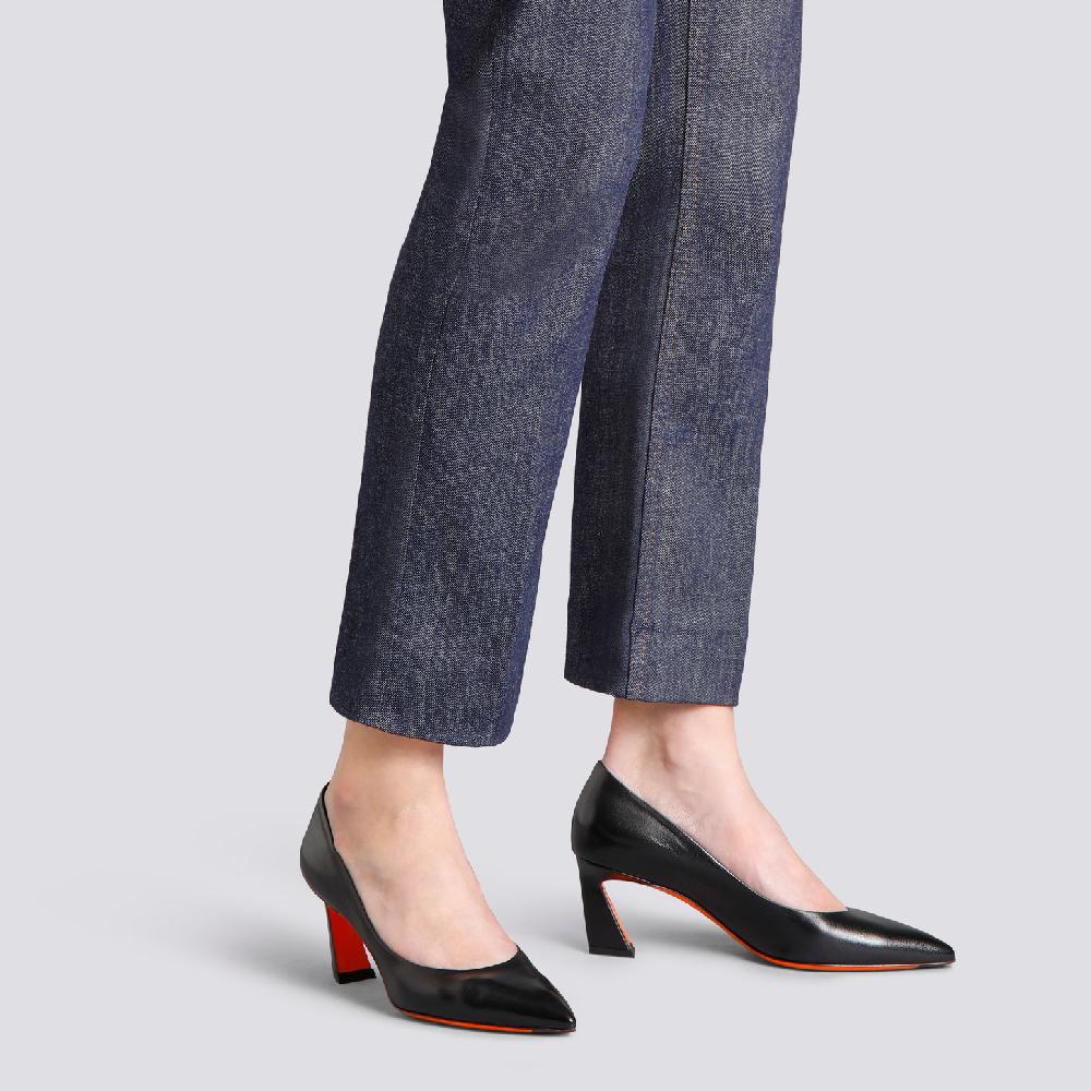 Santoni Décolletés tacco medio da donna in pelle nera Italy