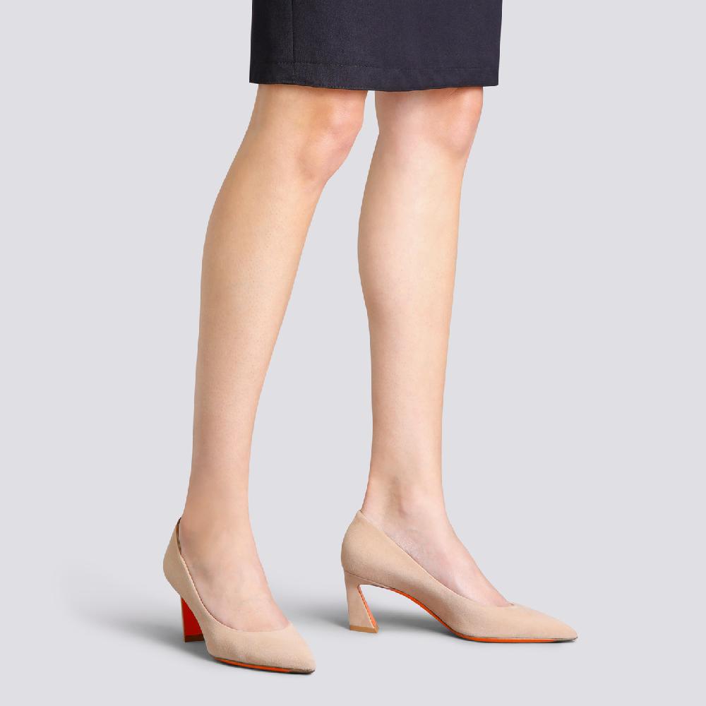 Santoni Décolletés tacco medio da donna in suede rosa Italia