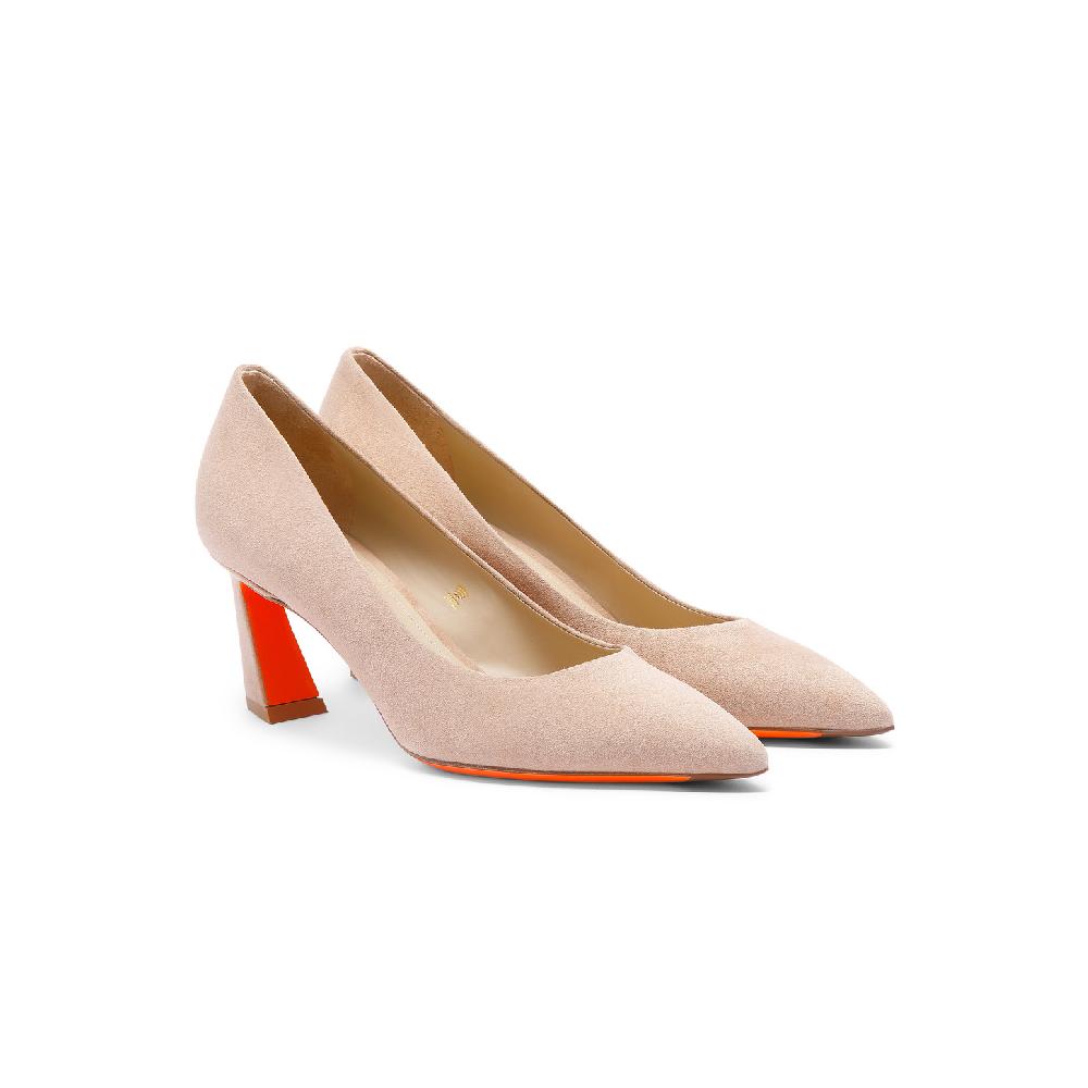 Santoni Décolletés tacco medio da donna in suede rosa Italia
