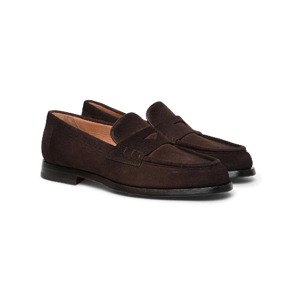 Santoni Mocassino penny da donna in suede testa di moro Nuovo