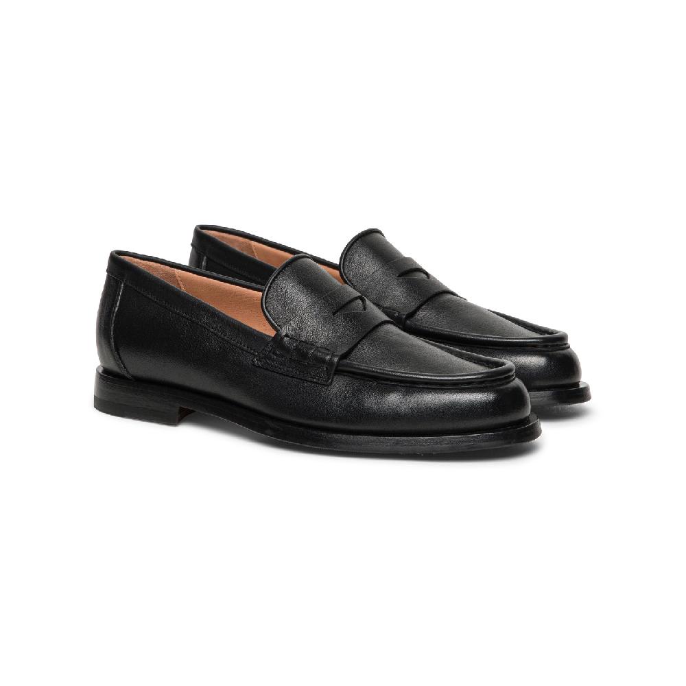 Santoni Mocassino penny da donna in pelle nera Qualità