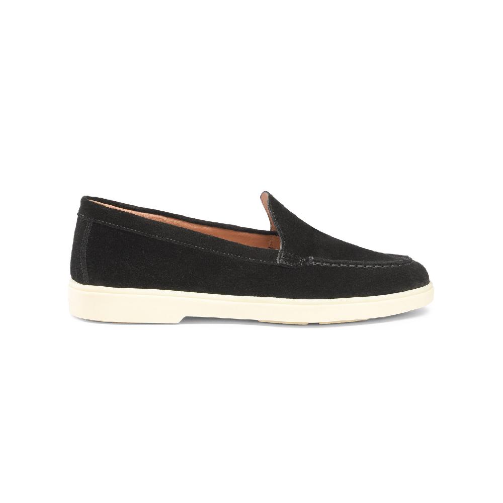 Santoni Mocassino da donna in suede nera Consegna Veloce