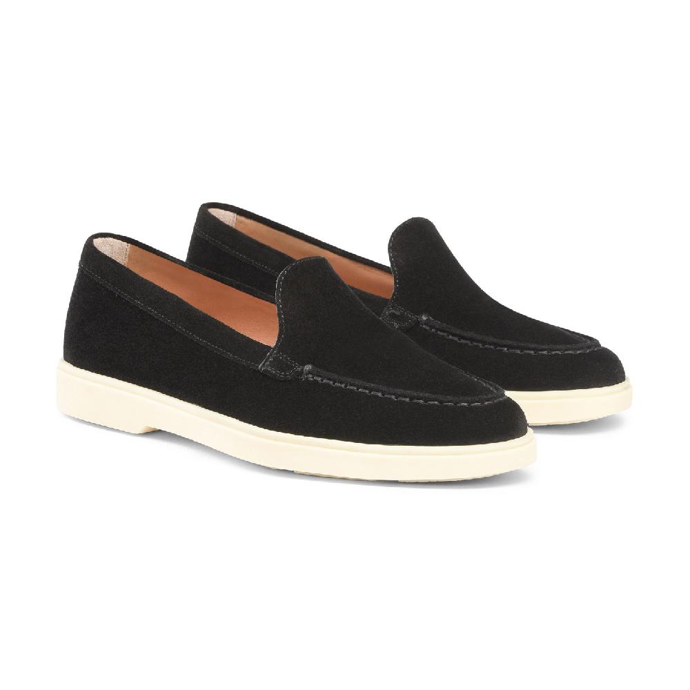 Santoni Mocassino da donna in suede nera Consegna Veloce