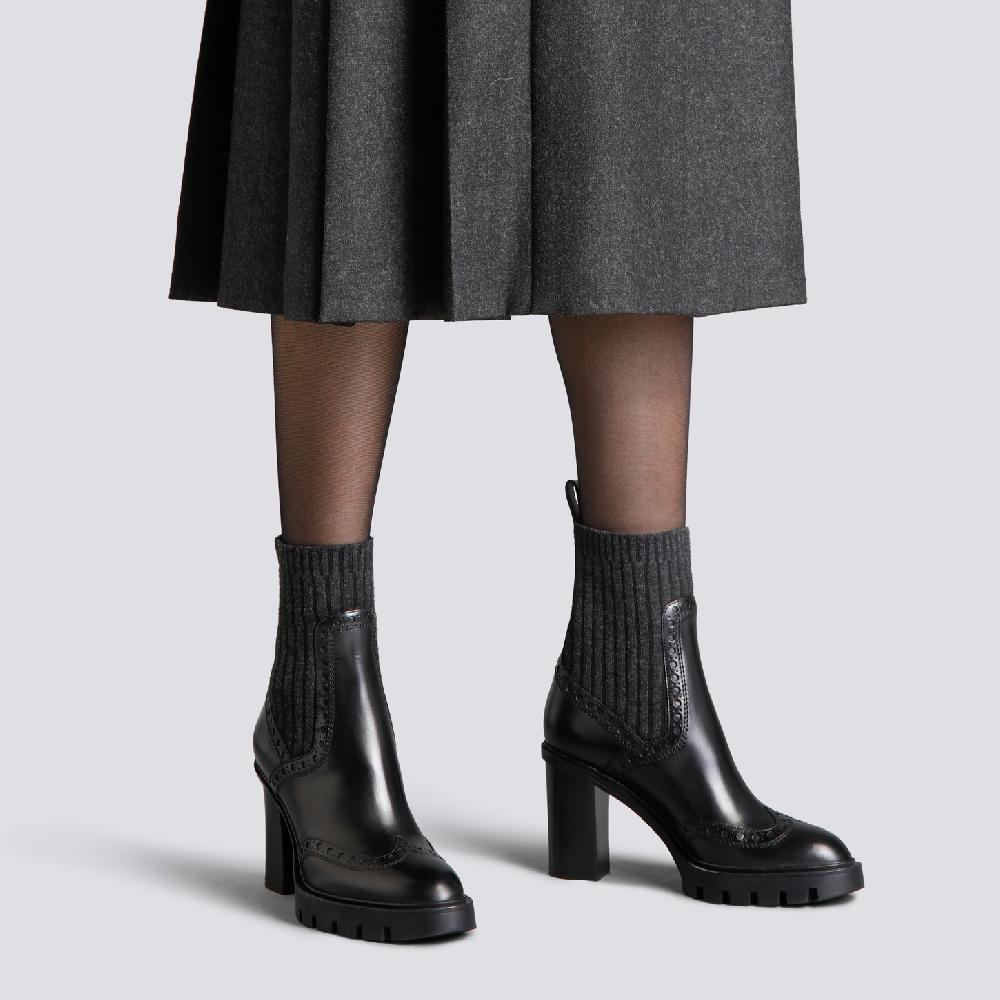 Santoni Stivaletto tacco alto da donna in pelle nera Promozione Limitata