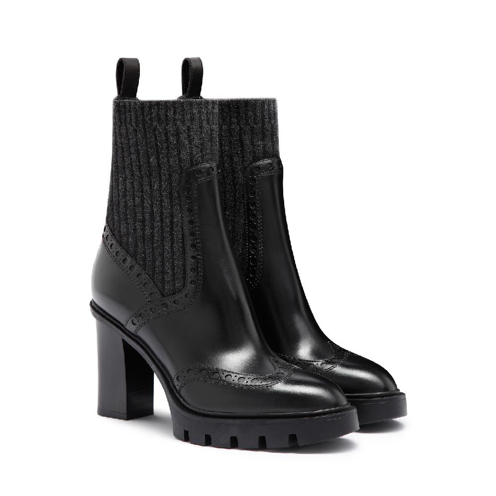 Santoni Stivaletto tacco alto da donna in pelle nera Promozione Limitata