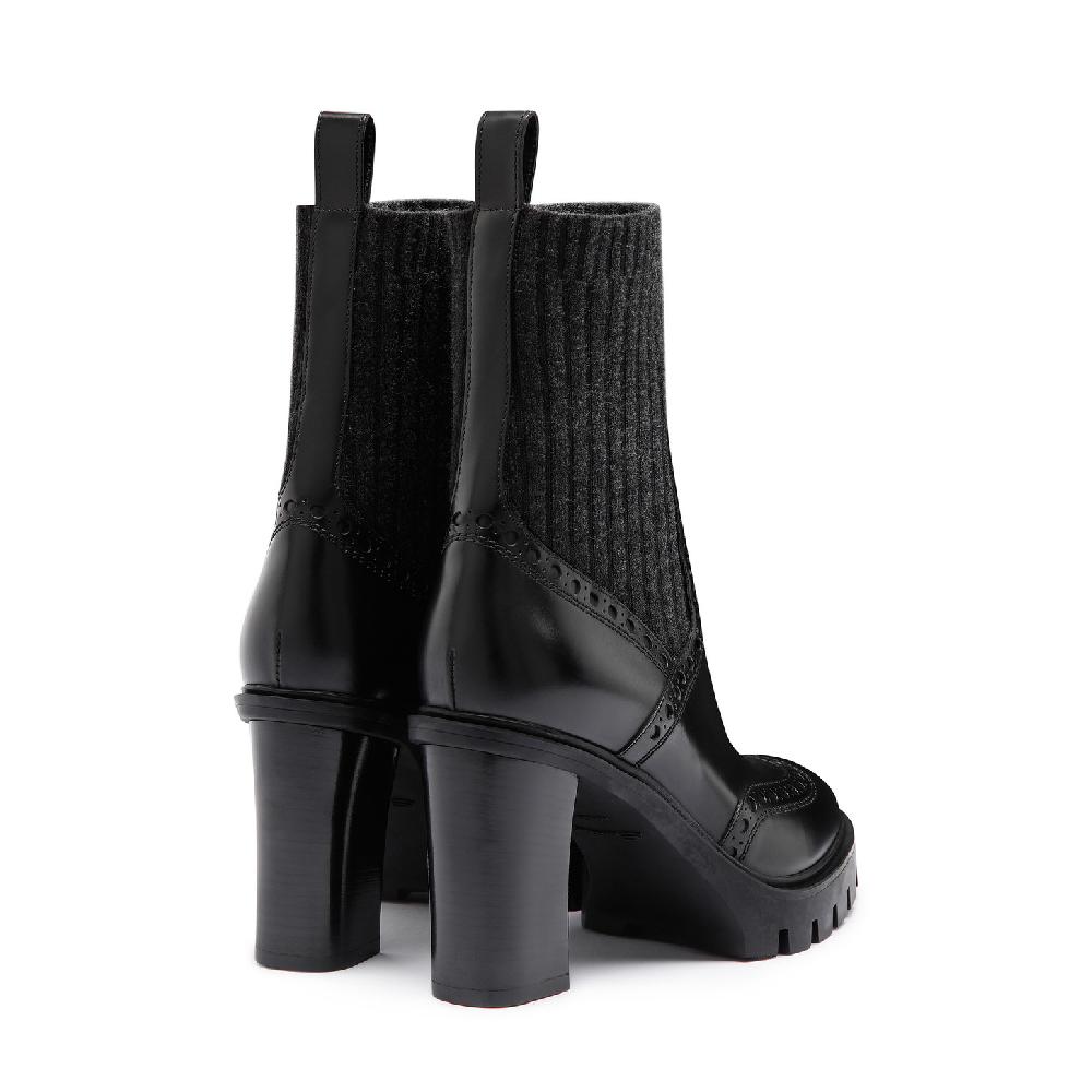 Santoni Stivaletto tacco alto da donna in pelle nera Promozione Limitata