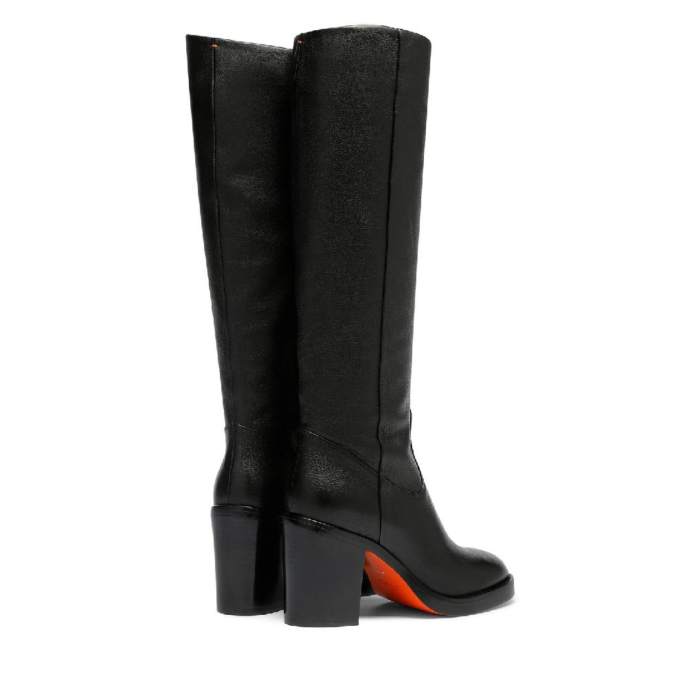 Santoni Stivale tacco alto da donna in pelle nera Shopping Online
