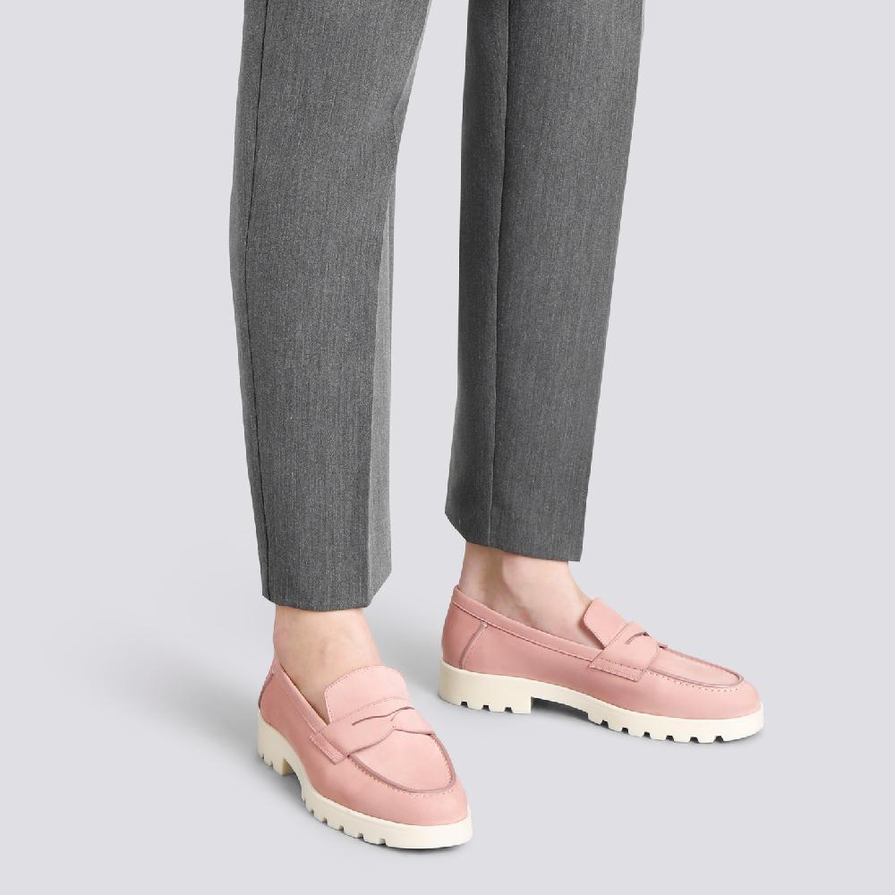 Santoni Mocassino penny da donna in nabuk rosa Affare Del Giorno