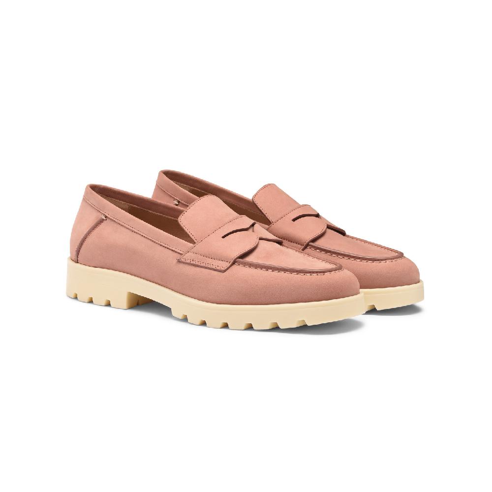 Santoni Mocassino penny da donna in nabuk rosa Affare Del Giorno