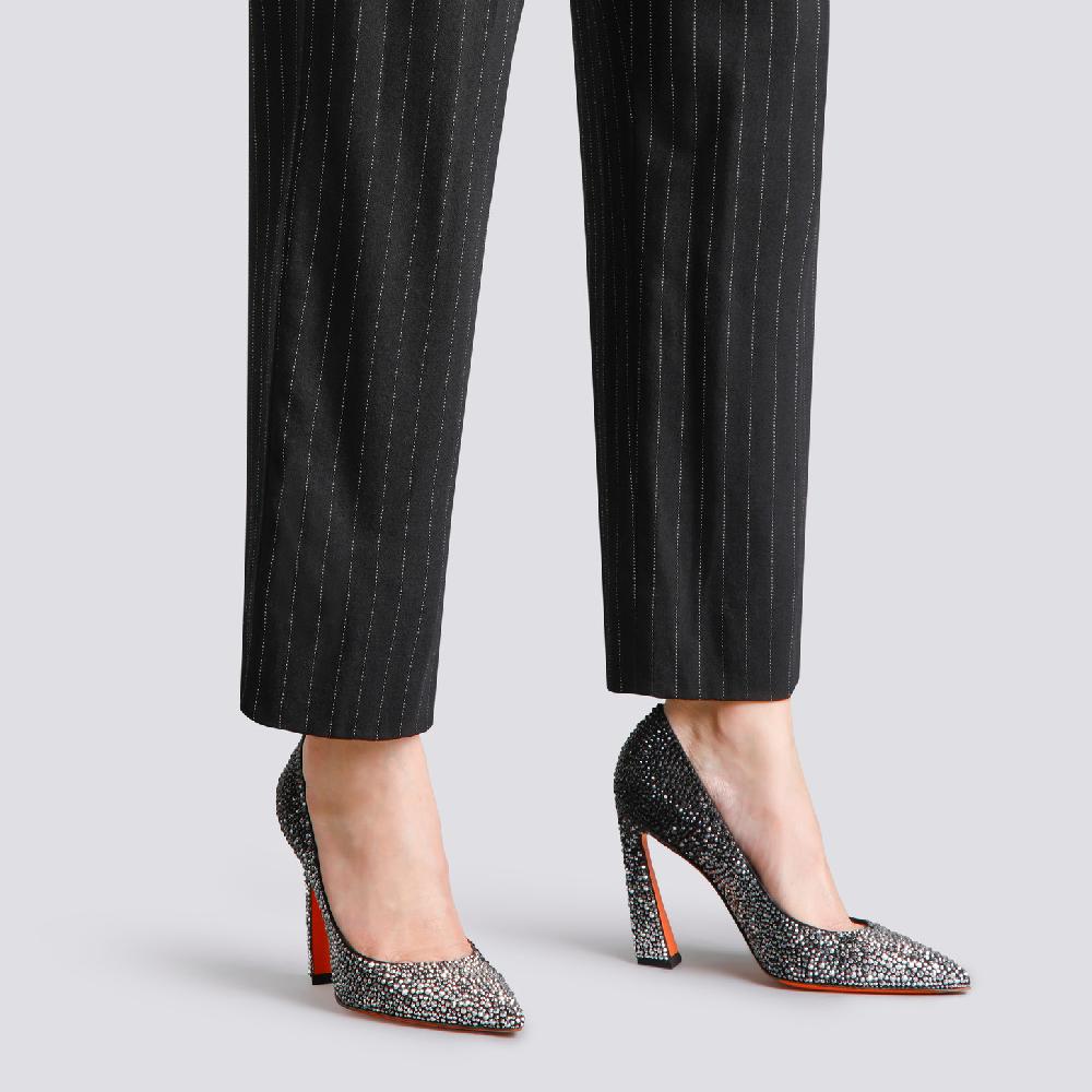 Santoni Décolletés tacco alto Santoni Sibille da donna in suede e strass neri Presa