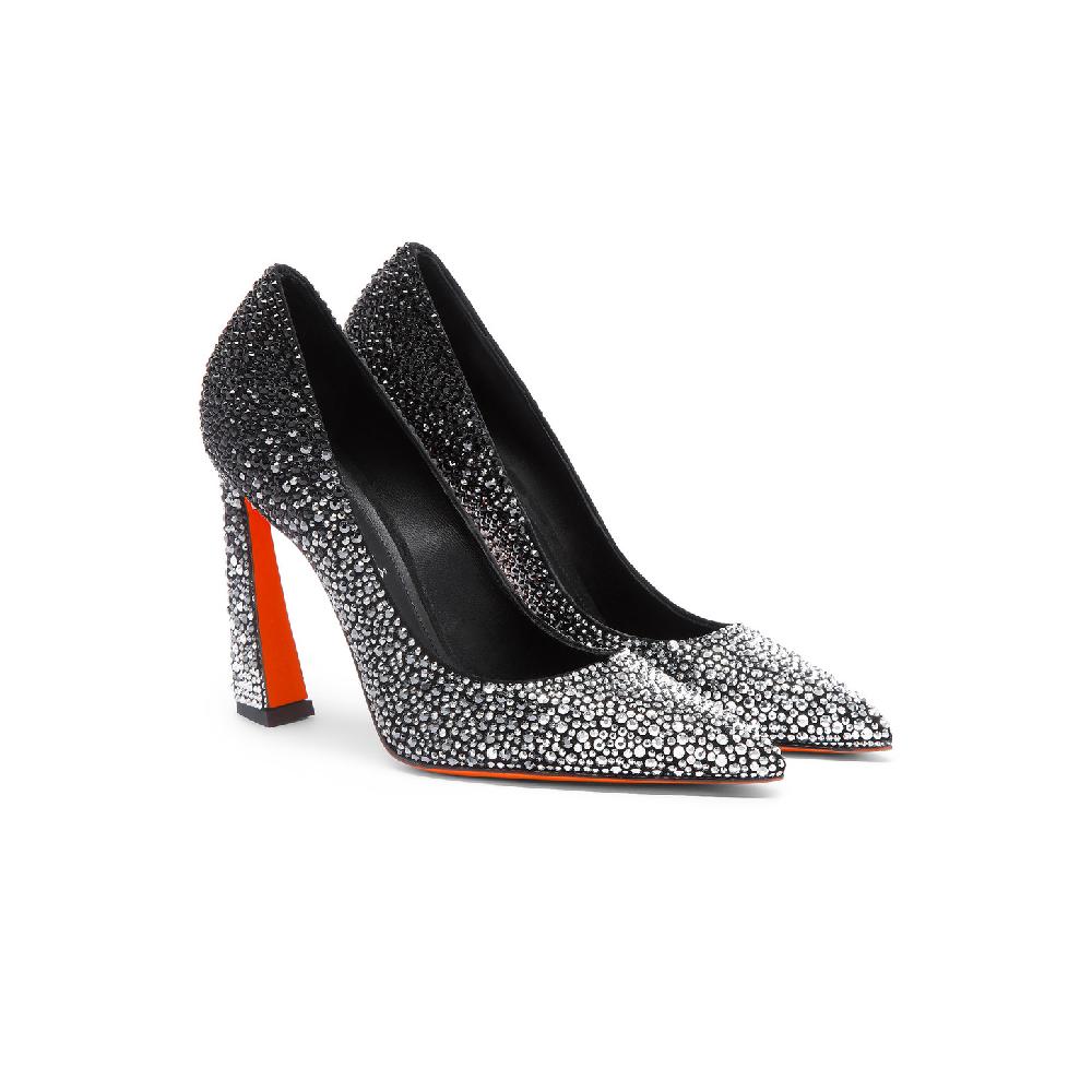Santoni Décolletés tacco alto Santoni Sibille da donna in suede e strass neri Presa