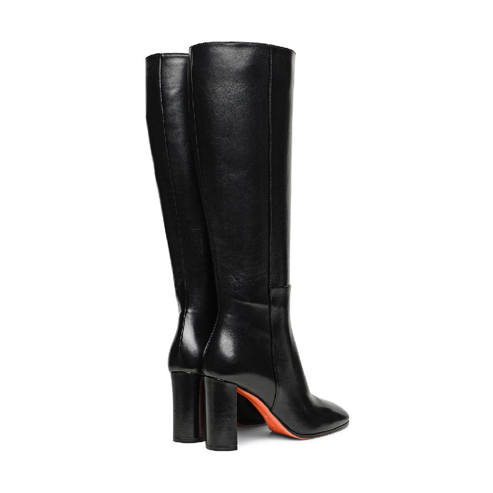 Santoni Stivale tacco alto da donna in pelle nera Online