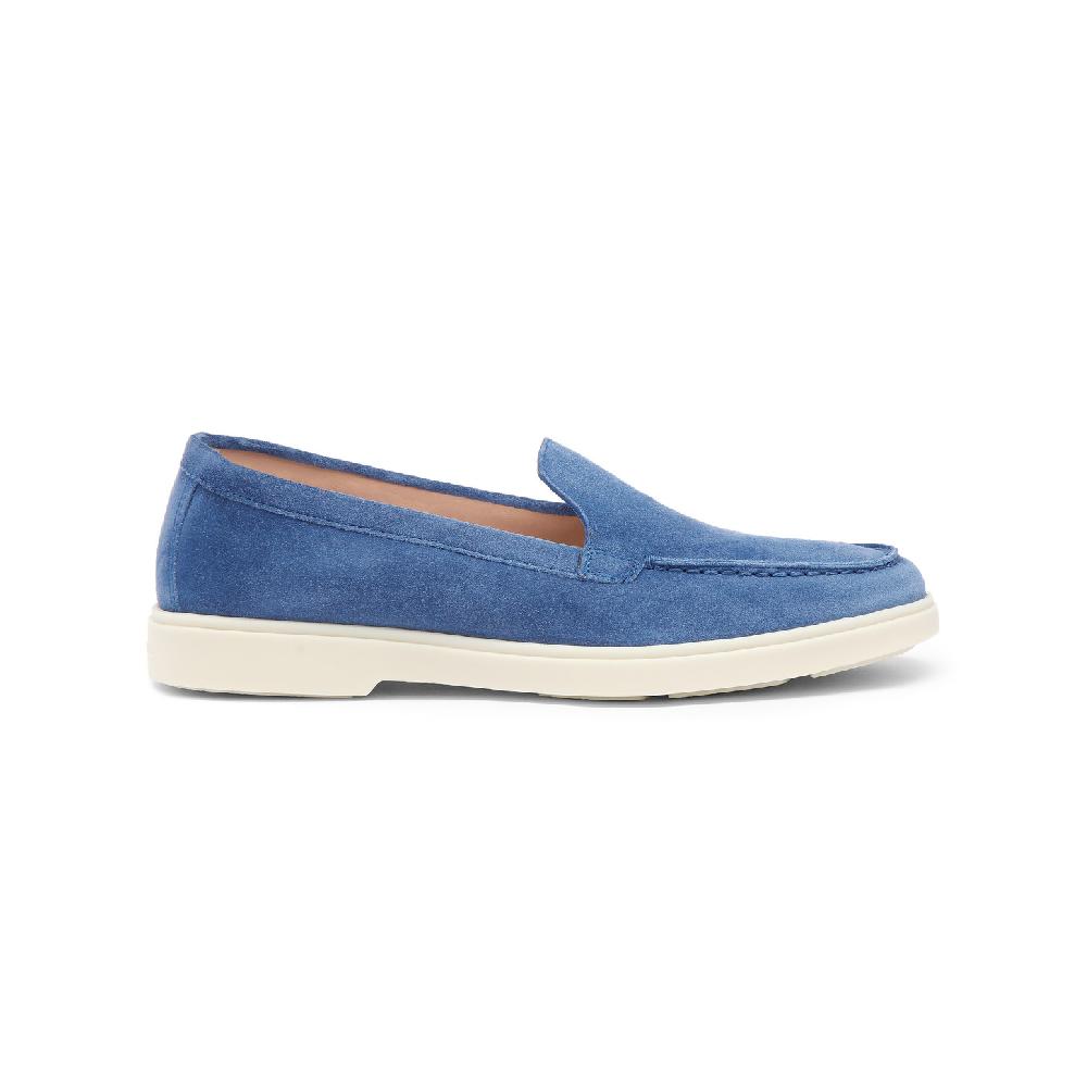 Santoni Mocassino da donna in suede blu In Vendita