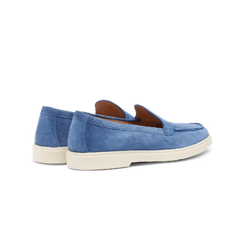 Santoni Mocassino da donna in suede blu In Vendita