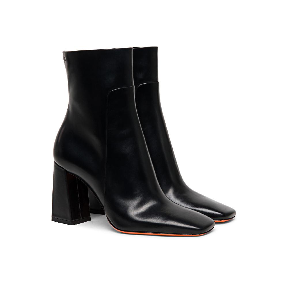 Santoni Stivaletto tacco alto da donna in pelle anticata nera Offerte