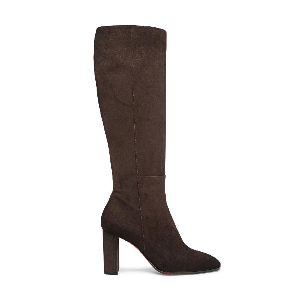 Santoni Stivale tacco alto da donna in suede testa di moro Vendita Calda