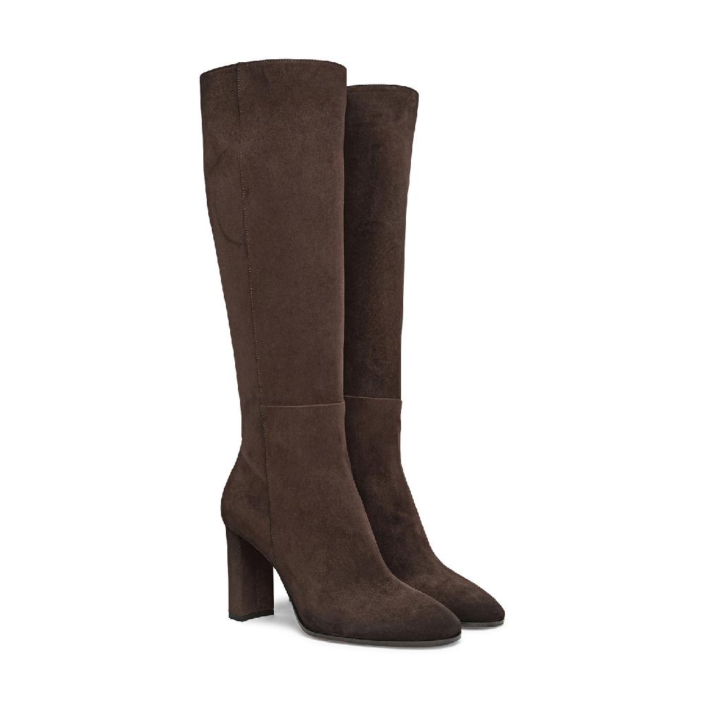 Santoni Stivale tacco alto da donna in suede testa di moro Vendita Calda