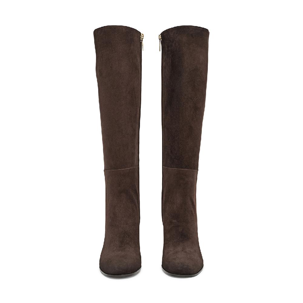 Santoni Stivale tacco alto da donna in suede testa di moro Vendita Calda