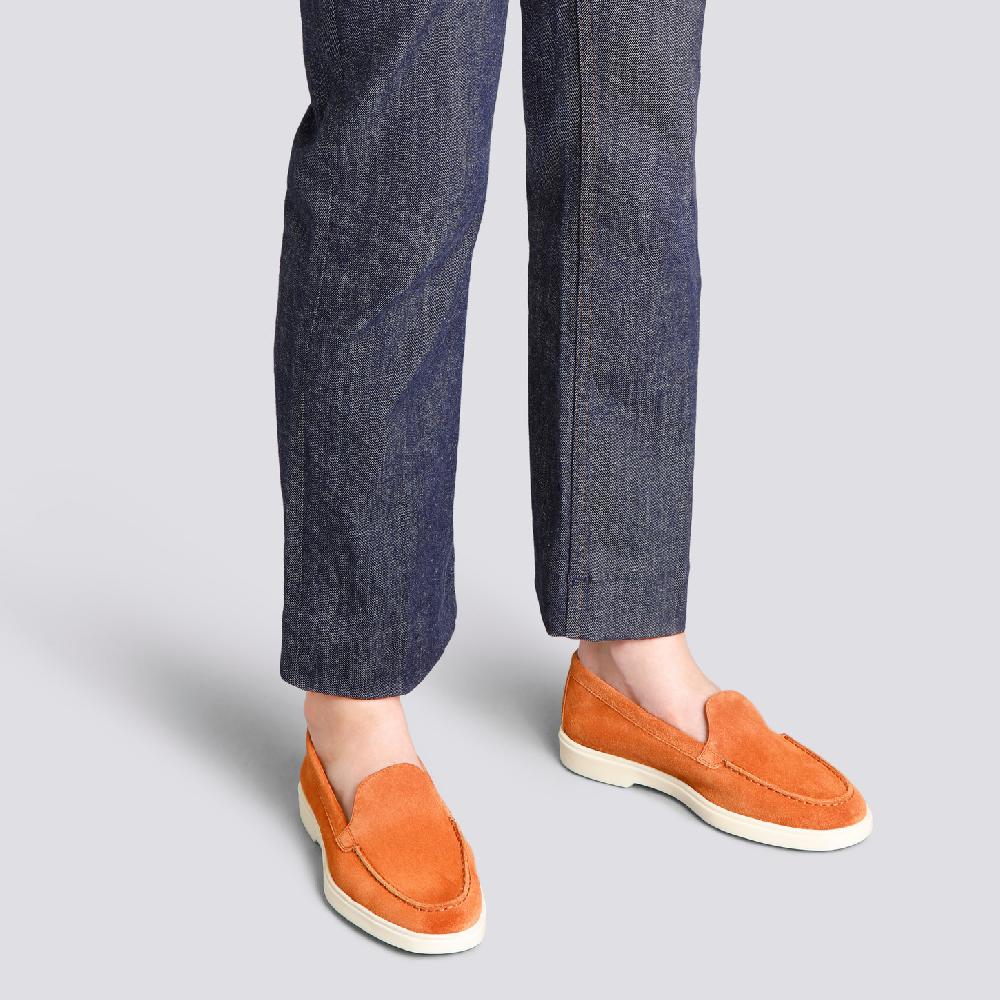 Santoni Mocassino da donna in suede arancione Saldi Di Fabbrica