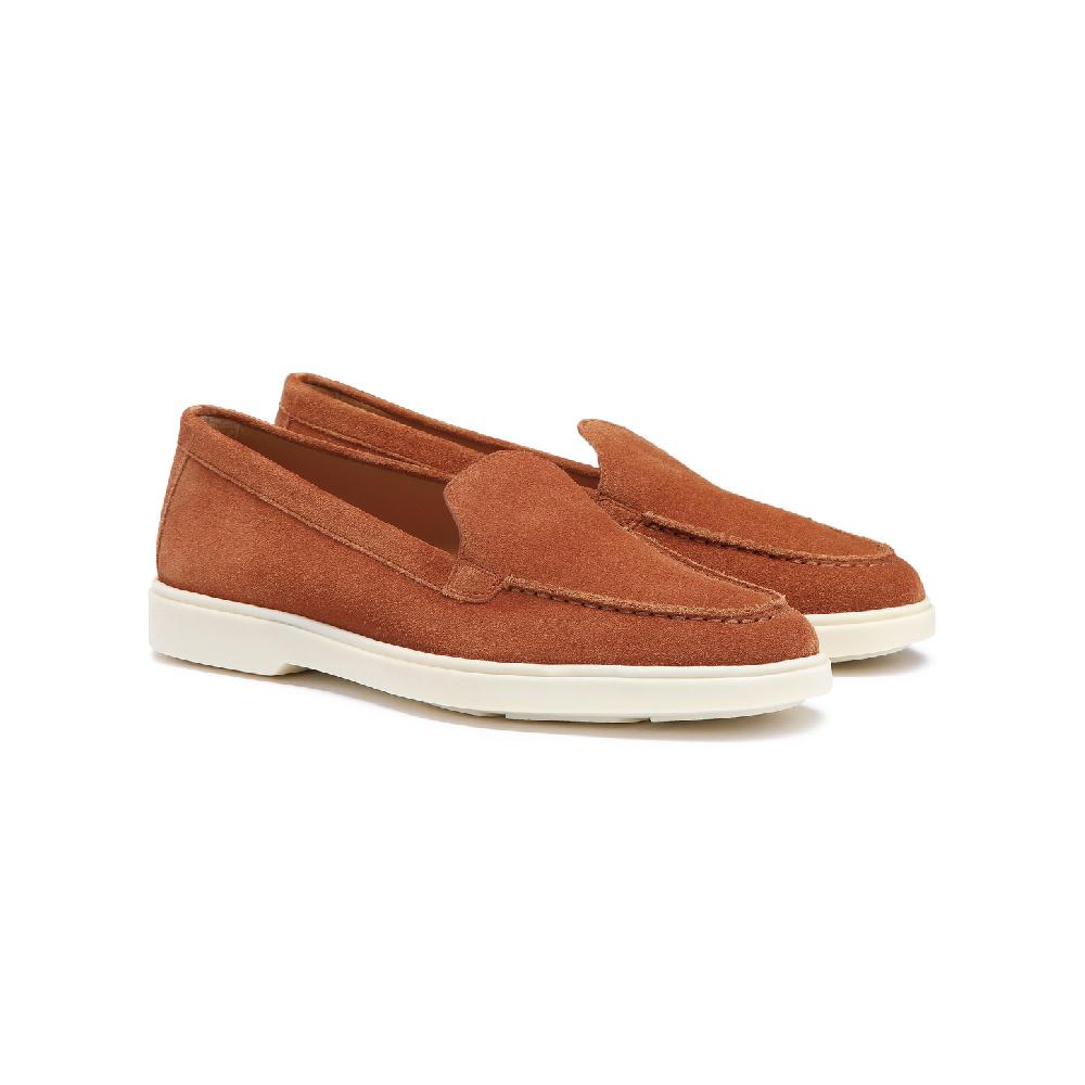 Santoni Mocassino da donna in suede arancione Saldi Di Fabbrica