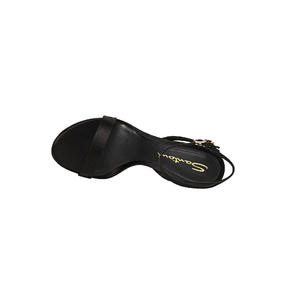 Santoni Sandalo tacco alto da donna in raso nero In Saldo
