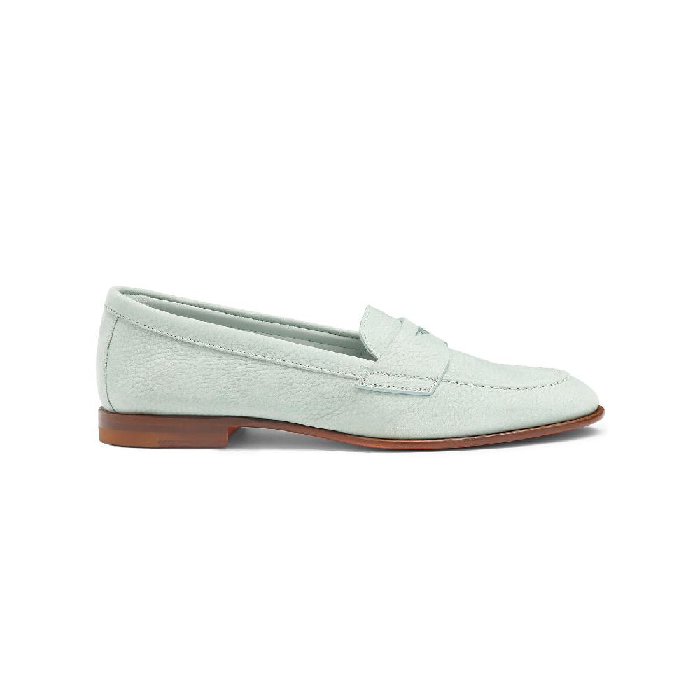 Santoni Mocassino penny da donna in nabuk azzurro Nuova