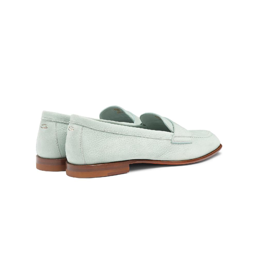Santoni Mocassino penny da donna in nabuk azzurro Nuova