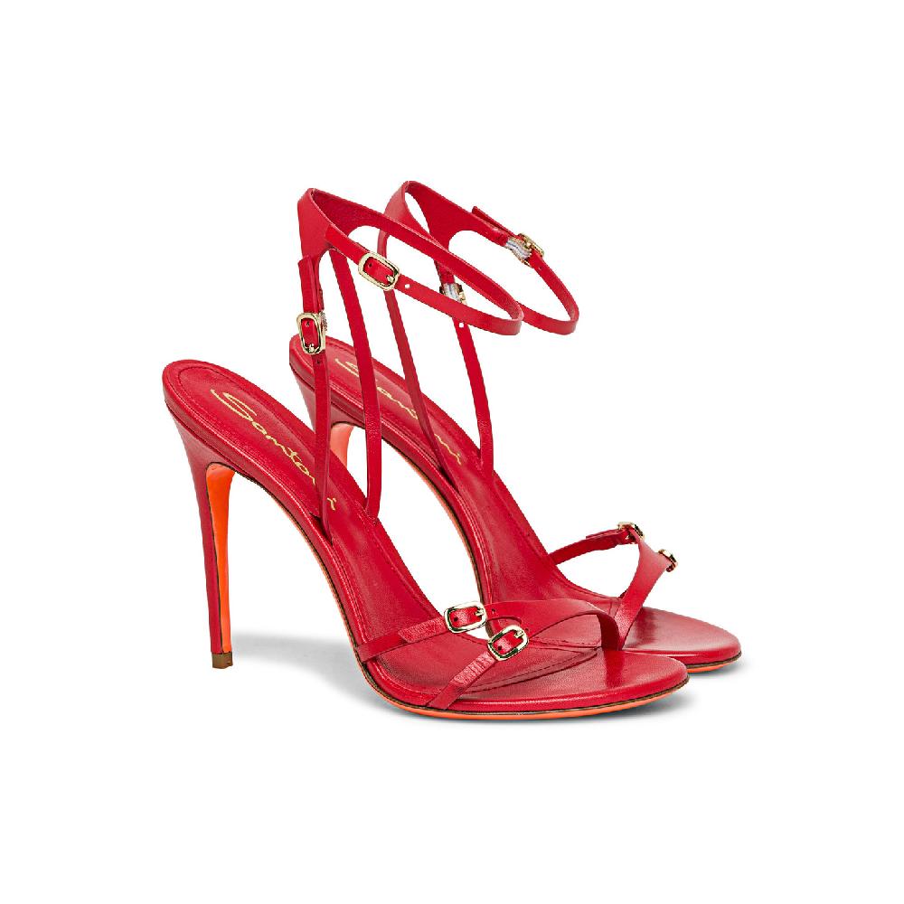 Santoni Sandalo tacco alto da donna in pelle rossa 2025