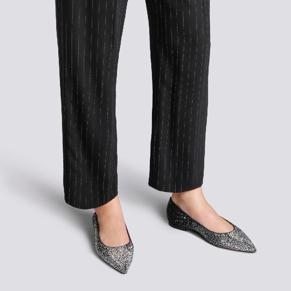 Santoni Ballerina da donna in suede e strass neri Italy