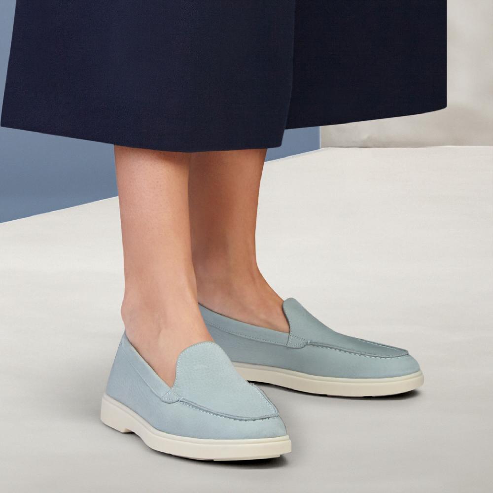 Santoni Mocassino da donna in nabuk azzurro 2025