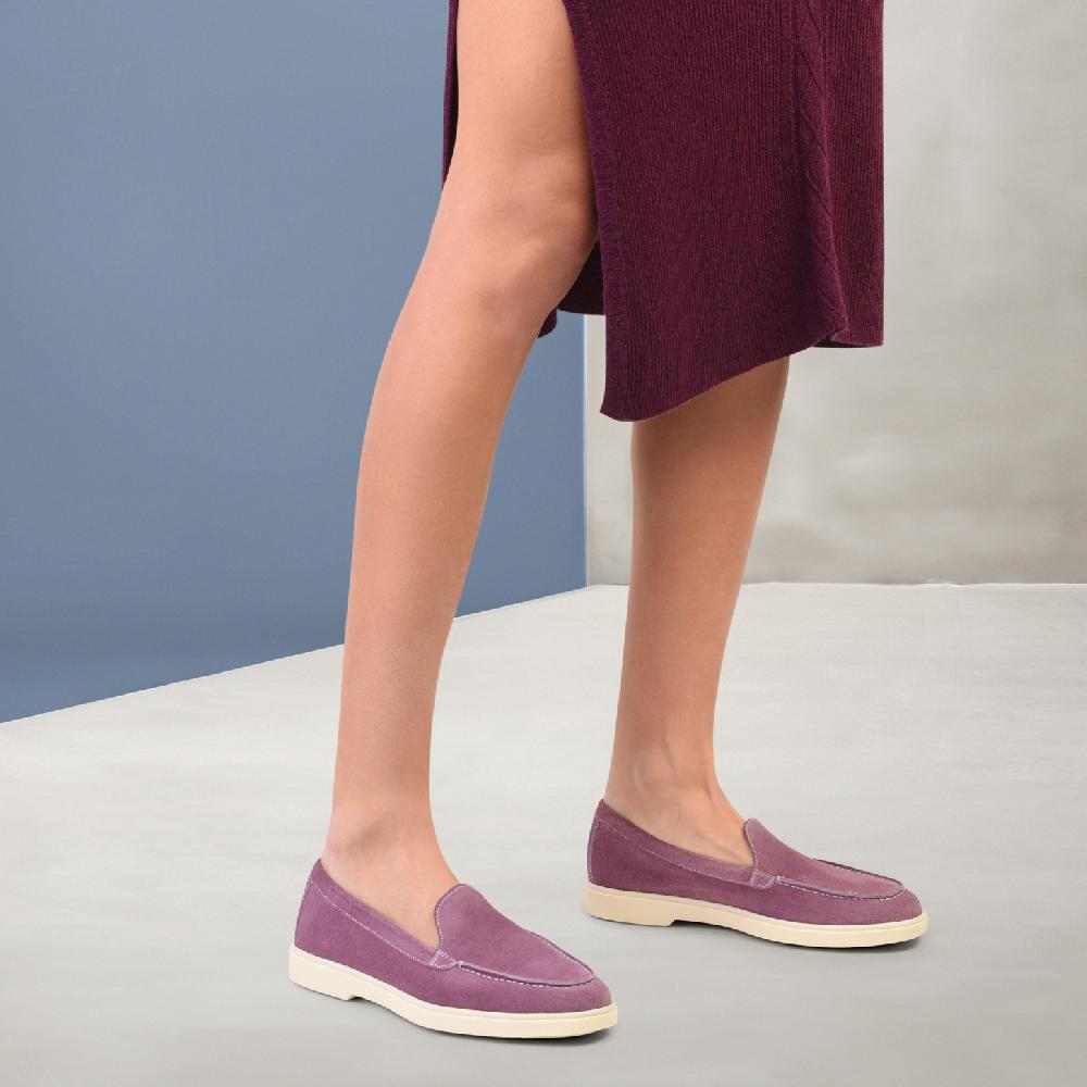 Santoni Mocassino da donna in suede viola In Linea