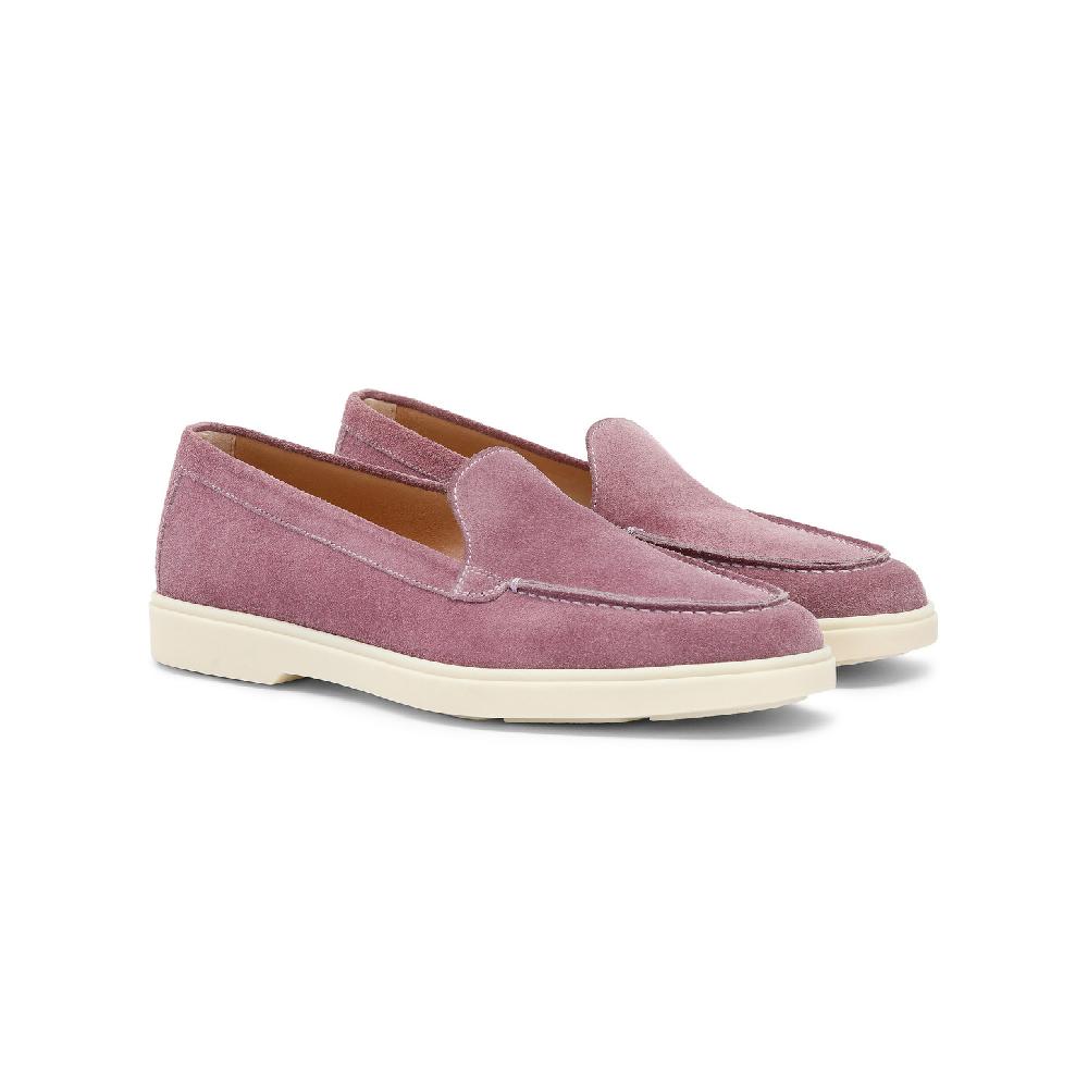 Santoni Mocassino da donna in suede viola In Linea