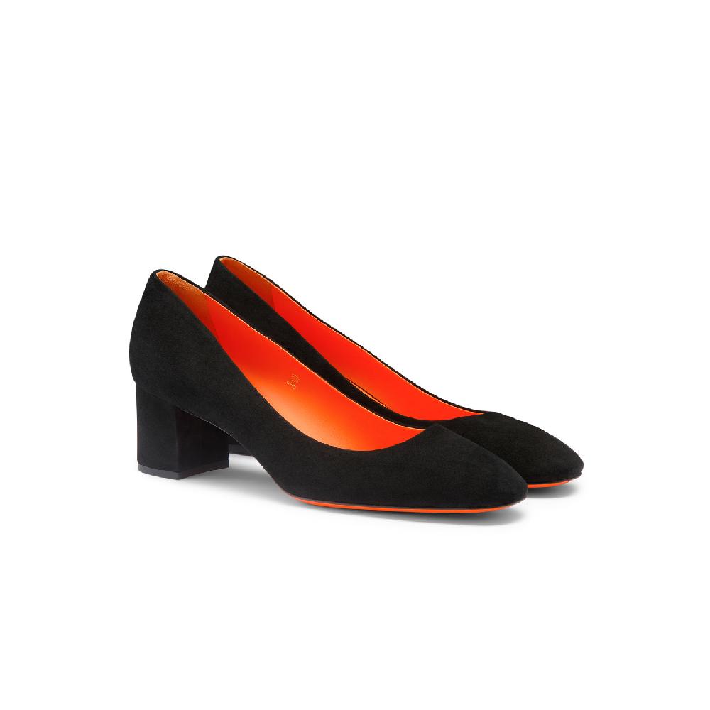 Santoni Décolletés tacco basso da donna in suede nero Qualità