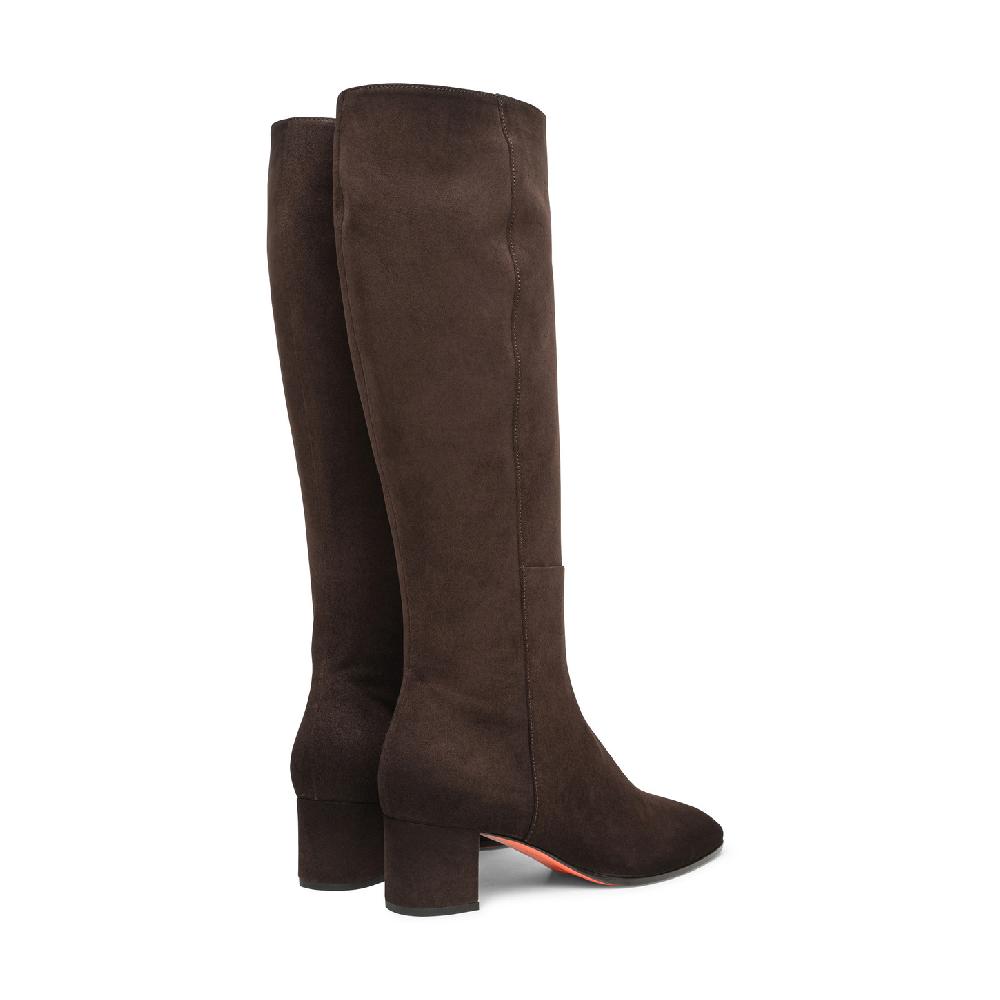 Santoni Stivale tacco medio da donna in suede testa di moro Promozione