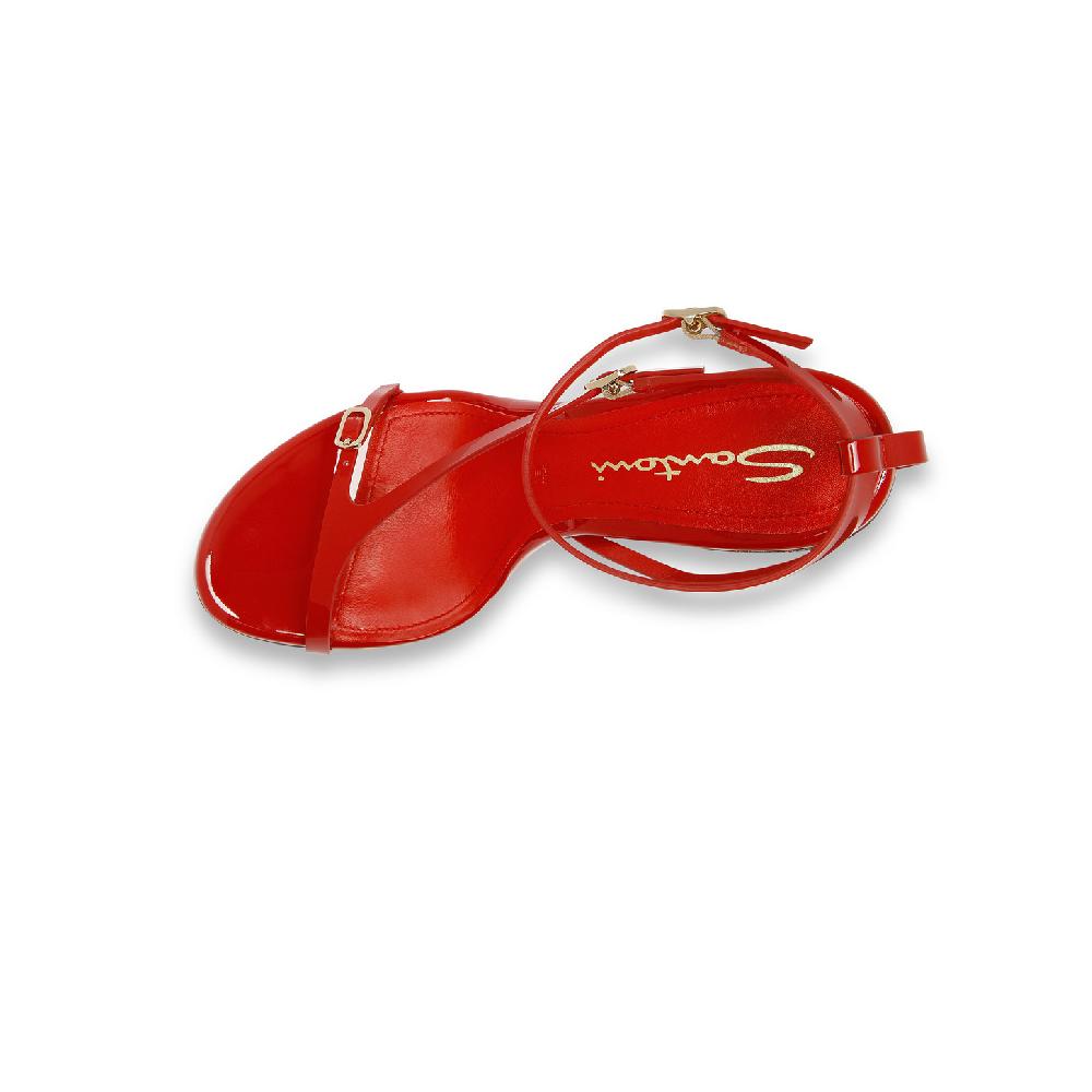 Santoni Sandalo tacco alto da donna in vernice rossa Soddisfazione Garantita