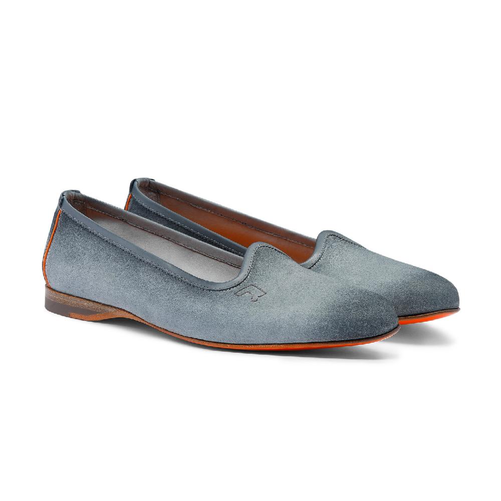 Santoni Mocassino da donna in suede azzurro Fino al 65% di sconto