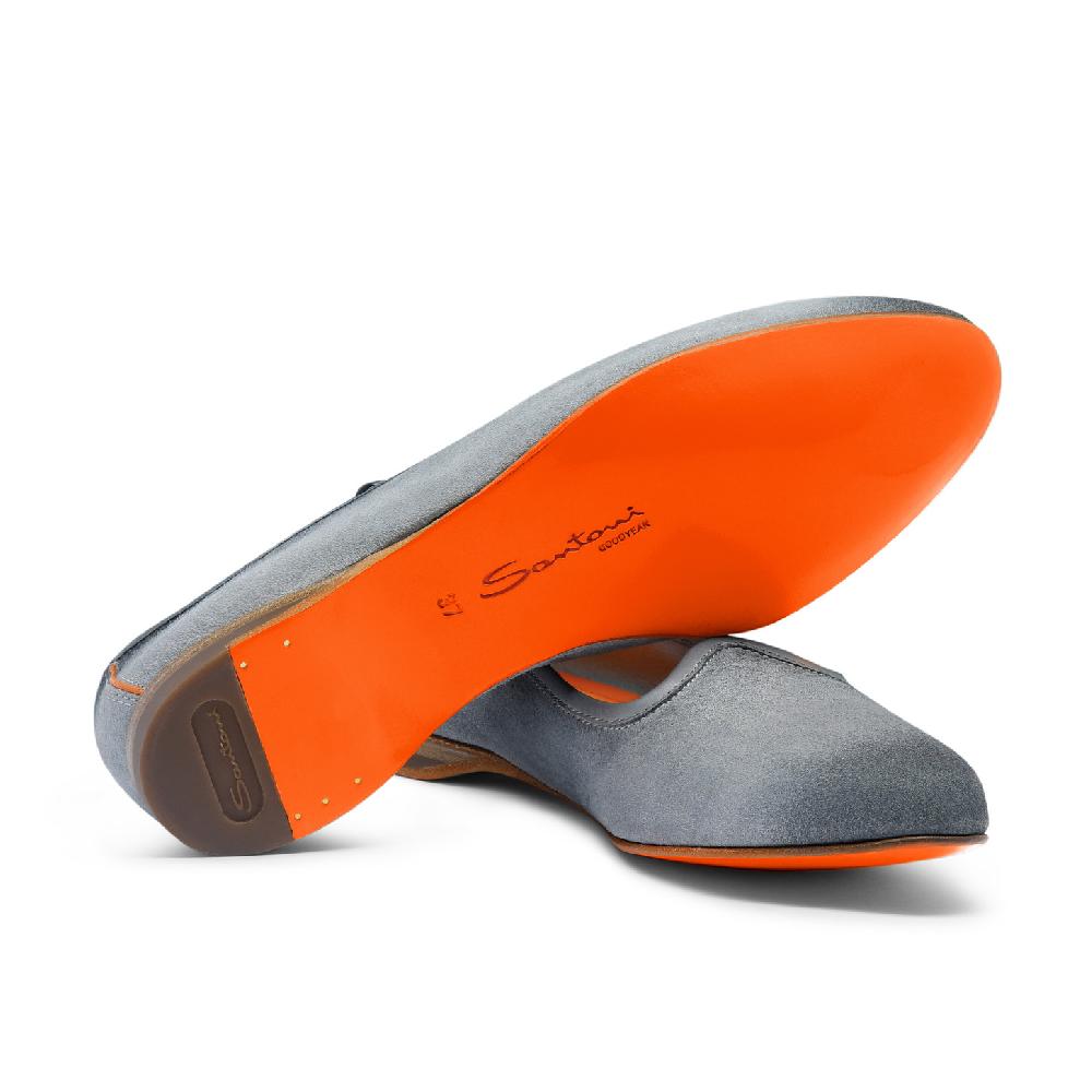 Santoni Mocassino da donna in suede azzurro Fino al 65% di sconto